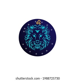 vector Astrological zodiac signs. leo symbols. Constellations on blue