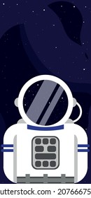 vector astronaut
 against the background of the starry night sky. flat image of an astronaut in open space.