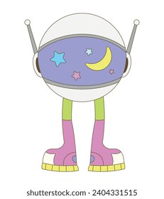 Vector astronaut. Alien. In a spacesuit. Going into space. Travel illustration in cartoon style. EPS10
