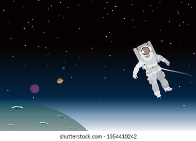vector astronaut is blowing on the space