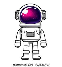 Vector astronaut character with the galaxy reflected on helmet glass