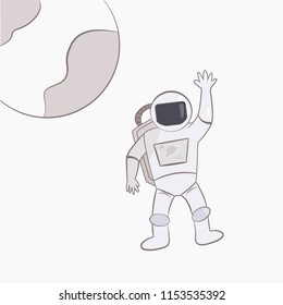 Vector astronaut and Earth