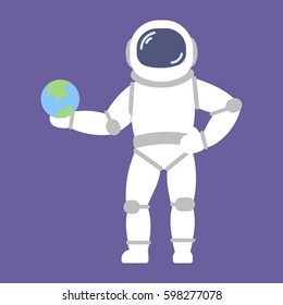 Vector astronaut with earth in flat style