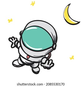 Vector Astronaut Floating in Zero Gravity, Character Illustration.