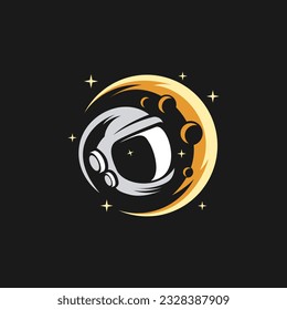 Vector Astronaut Head Logo Design Illustration