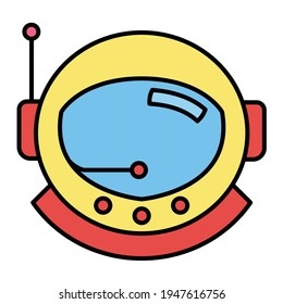 Vector Astronaut Helmet Outline Icon Design
