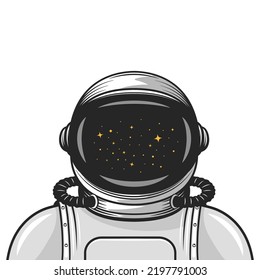 Vector Astronaut Helmet, Suit, Cosmonaut Mask for Space Exploration. Suit Part for Spaceman Head Protection. Space Helmet Design Template