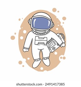 vector of astronaut holding his oxygen cylinder