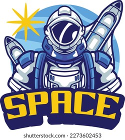 Vector astronaut mascot logo template for esport and sport logo team