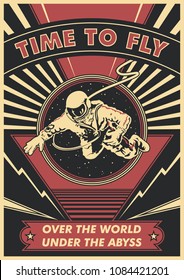 Vector Astronaut in Open Space Poster. Obey Style