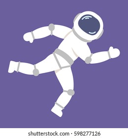 Vector astronaut run in space in flat style