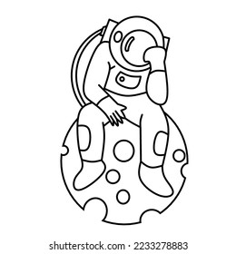 vector astronaut sitting on the moon thinking about the future