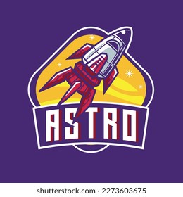 Vector astronaut space ship mascot logo template for esport and sport logo team