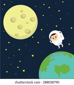 Vector of Astronaut in space travel to the moon