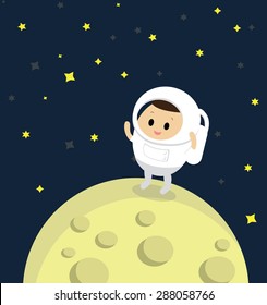 Vector of Astronaut standing on the moon