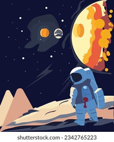 Vector an Astronaut Stock on a Planet Stock Illustration
