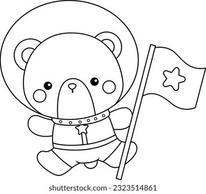 a vector of astronauts bear in black and white coloring