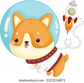 a vector of astronauts dog 