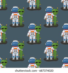 Vector astronauts in space seamless pattern character and having fun spaceman galaxy atmosphere system fantasy traveler man.