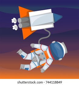 Vector astronauts in space, working character and having fun spaceman galaxy atmosphere system fantasy traveler man.