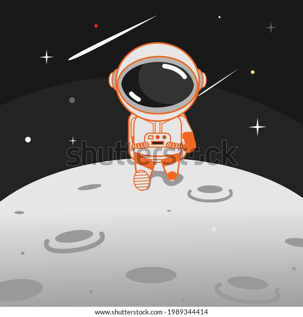 A vector of astronout walk along the moon,\
fit for children book, education\
etc.