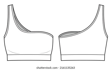 Vector asymmetric strapless bra technical sketch