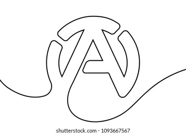 Vector atheism sign. One line style illustration