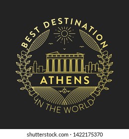 Vector Athens City Badge, Linear Style