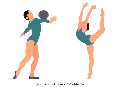 Vector athlete gymnast. Gymnastics sport. Sports queen. Flat style. Isolated vector svg