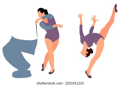 Vector athlete gymnast. Gymnastics sport. Sports queen. Flat style. Isolated vector