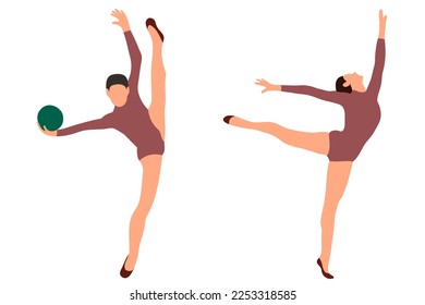 Vector athlete gymnast. Gymnastics sport. Sports queen. Flat style. Isolated vector