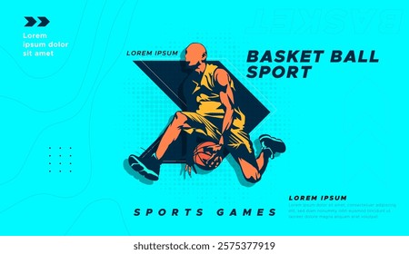 vector athlete sport basketball concept celebrating national sports day. basketball sport sports background. Male basketball player. Template design for national basketball game event