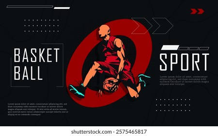 vector athlete sport basketball concept celebrating national sports day. basketball sport sports background. Male basketball player. Template design for national basketball game event