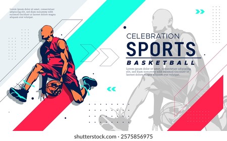 vector athlete sport basketball concept celebrating national sports day. basketball sport sports background. Male basketball player. Template design for national basketball game event