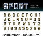 Vector of Athletic Alphabet Letters and numbers, Geometric Font Sport, Futuristic Future, Fill & Line Letters set for Force, school, army, power, academy, College, University, fitness, sportswear, gym