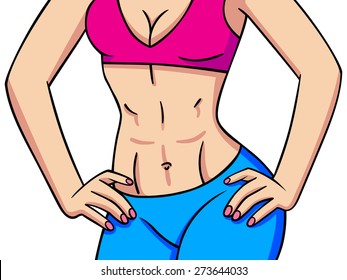 Vector athletic female figure. Slim athletic girl's body