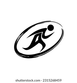 Vector athletic logo icon illustration design, custom combination of letter A forming like a running person and abstract oblong circle