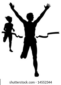 vector athletics silhouette at the finish line