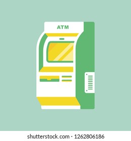 vector ATM, automated teller machine that is an economic, finance concept Isolated, sign and icon template flat, cartoon cute style
