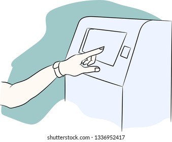 Vector ATM machine with attachment. Terminal for payment.