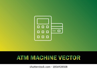 Icono del vector de la máquina ATM. Aislado sobre fondo degradado. Tema de negocios y educación.
