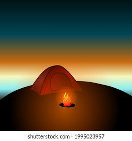 Vector atmosphere of camping at night