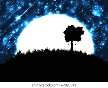 Vector atmospheric lunar scene design