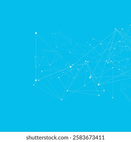 Vector atom geometric structure. Digital graphic network molecule. Abstract polygonal with connecting dots and lines. Global connect element. Data concept