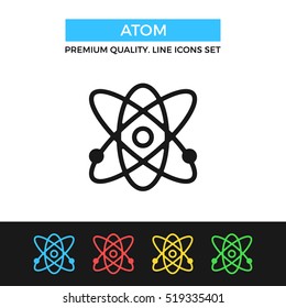 Vector atom icon. Molecule, science concepts. Premium quality graphic design. Modern signs, outline symbols collection, simple thin line icons set for websites, web design, mobile app, infographics
