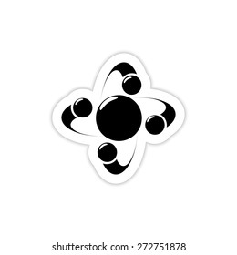 Vector atom icon on a white background with shadow 