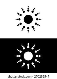 Vector Atom Icon Set in Black and Reverse