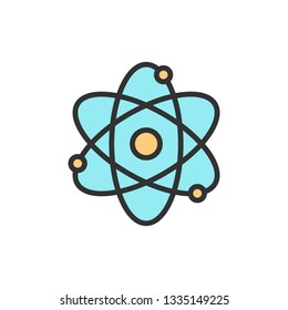 Vector atom, molecule flat color line icon.