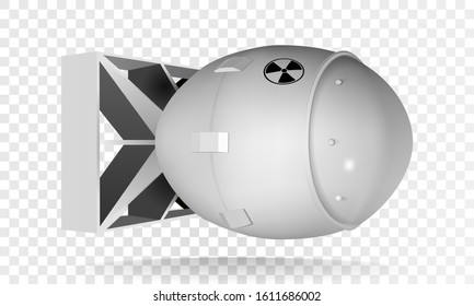 Vector atomic bomb. Realistic hydrogen bomb with radiation icon. Thermonuclear warhead
