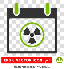 Vector Atomic Calendar Day EPS vector pictogram. Illustration style is flat iconic bicolor eco green and gray symbol on a transparent background.